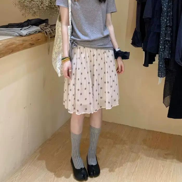 Jupe plissée à pois pour femme