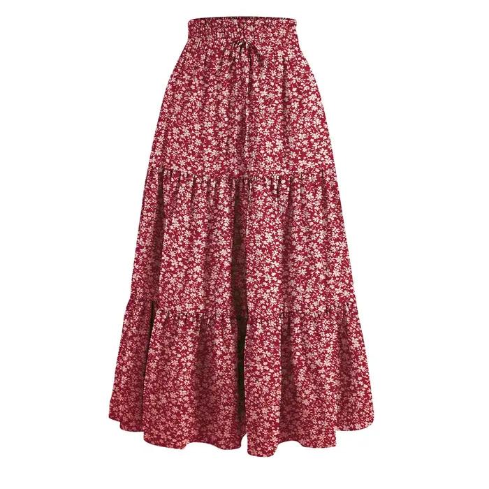 Jupe florale rétro nouveau Style coréen taille haute plissée jupe trapèze mode décontracté bureau dame tout-match tempérament jupe mince