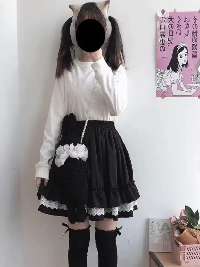Kawaii dentelle Lolita jupe femmes Y2K Harajuku Mini jupe plissée décontractée Vintage à volants Patchwork taille douce fille Streetwear jupes