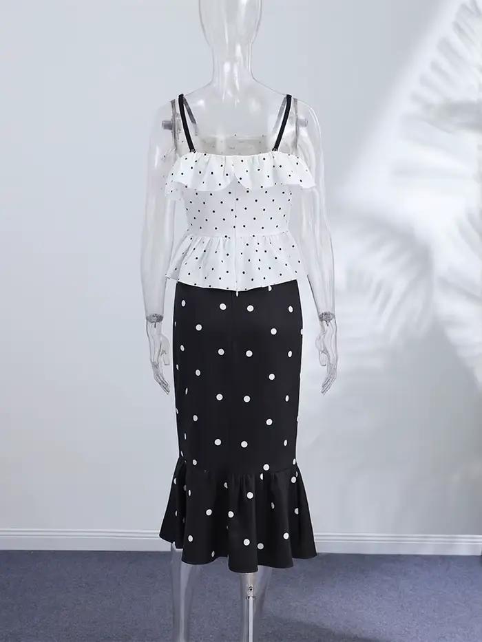 Ensemble jupe et haut élégant à pois