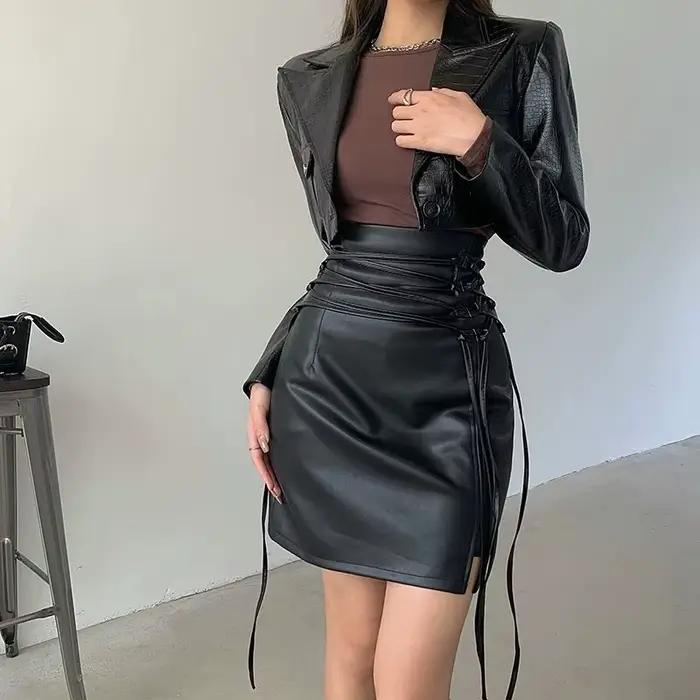 Jupe en PU pour femmes