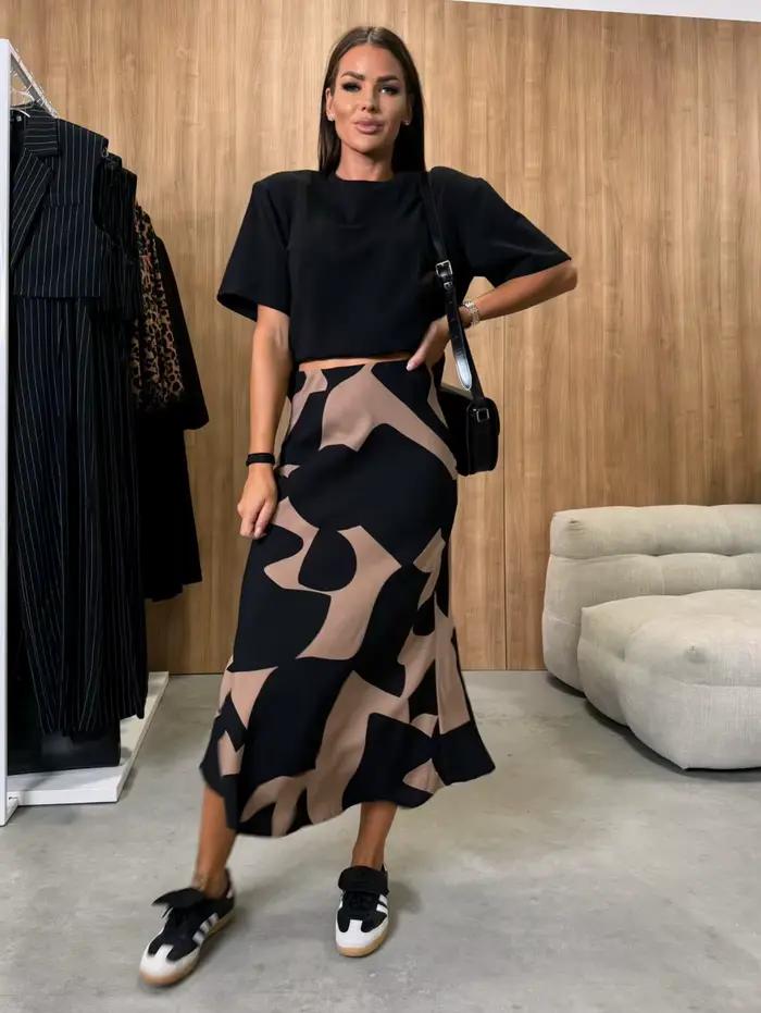 Jupe midi à taille haute pour femme