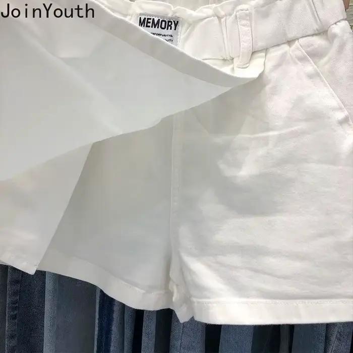 Jupe blanche femmes taille haute coton été