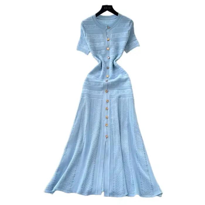 Robe longue pour femme, style Y2K streetwear, col rond, manches courtes, moulante, sexy, élégante, pour soirée, travail, 2026