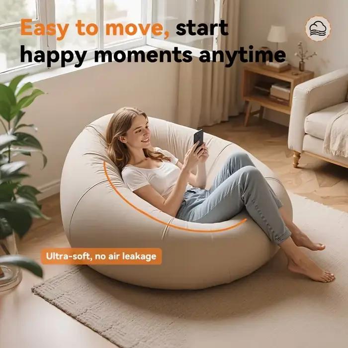 Chaise longue gonflable d'extérieur en polypropylène durable, avec pompe à air, pliable, gonflage rapide, siège confortable pour patios, plages, voyages