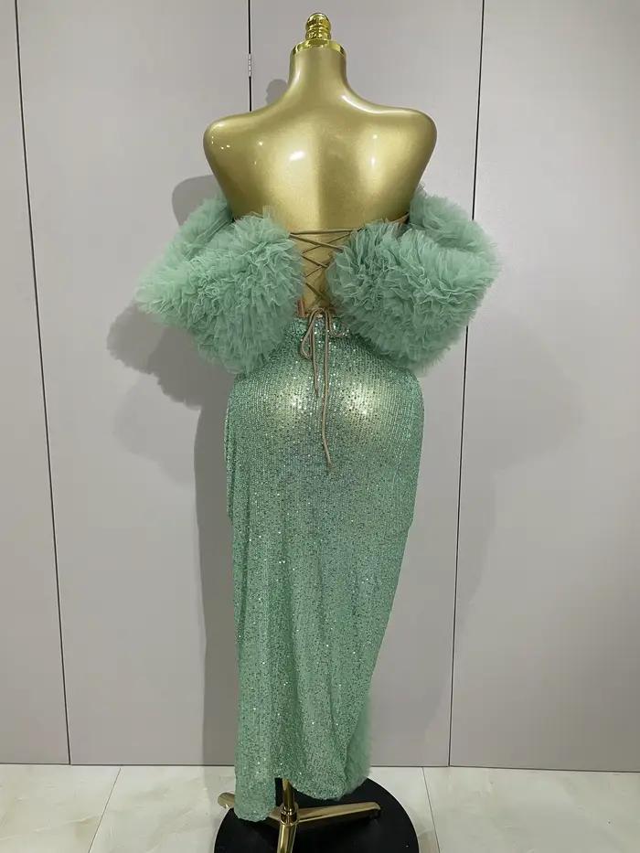 Paillettes brillantes haut jupe courte deux pièces ensemble 2025 femmes Sexy célébrer soirée bal fête d'anniversaire robe discothèque scène tenue