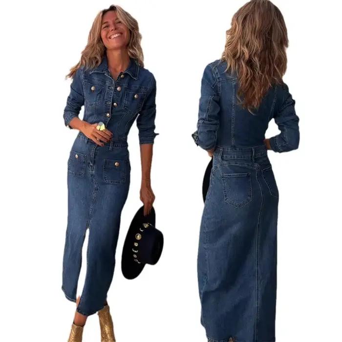 Robes en jean mi-longues pour femmes
