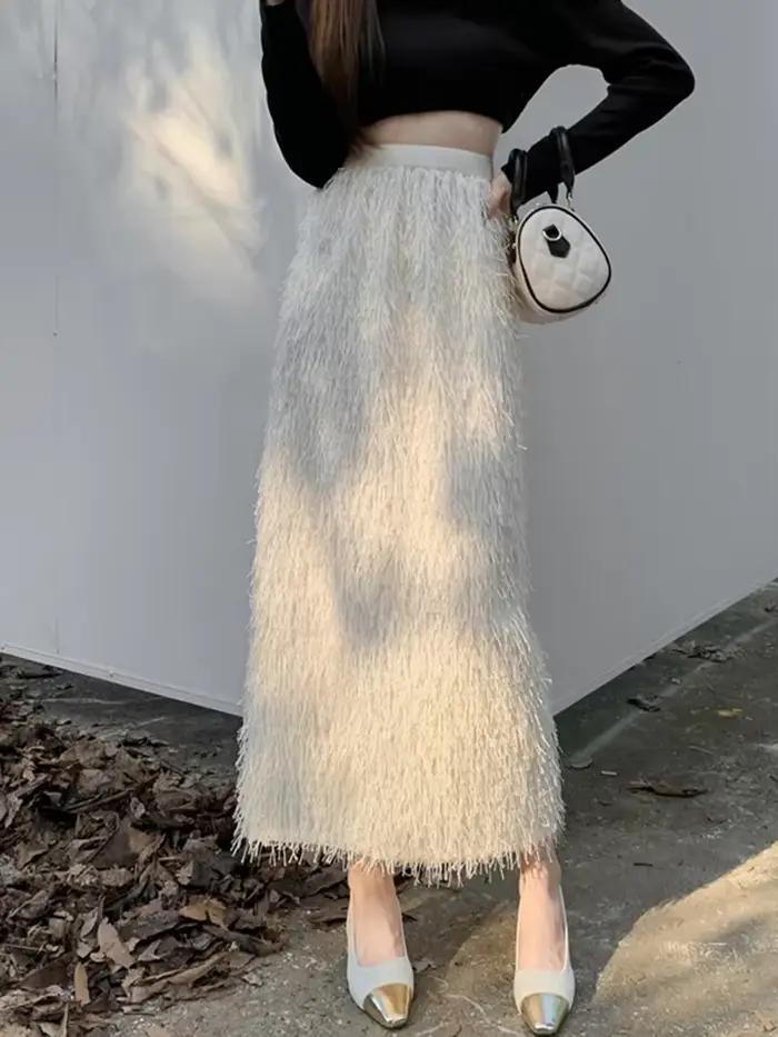 Jupe longue taille haute A-Line pour femme