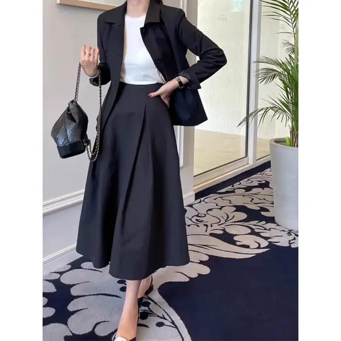 Hepburn-Jupe plissée taille haute pour femme