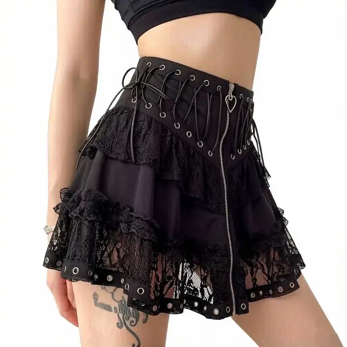 Jupe Courte Femme 2026 Style Punk Vintage Taille Haute