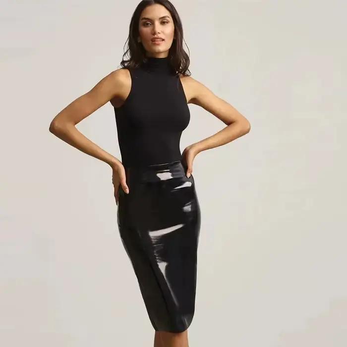Mini-jupe sexy en similicuir PU