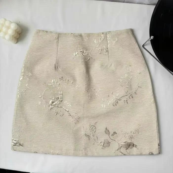 Mini jupe de style chinois pour femme