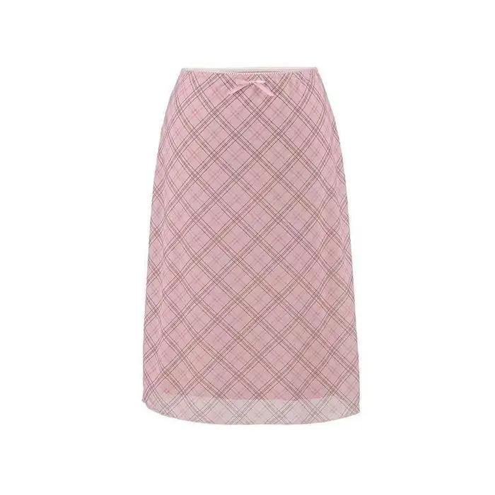 Jupe sirène taille haute coupe trapèze style coréen rose uni pour femmes toutes saisons sorties élégantes et décontractées