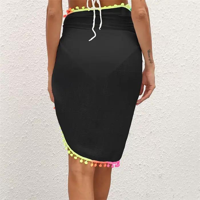 Jupe de plage Lamuusaa en polyester tricoté, design sexy et confortable pour femmes, idéale pour la plage et les soirées estivales