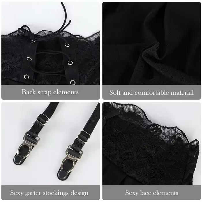 Jupe transparente en maille noire et blanche avec porte-jarretelles pour femmes, Lingerie Sexy, sangle à bandes réglable, ceinture à bretelles pour bas