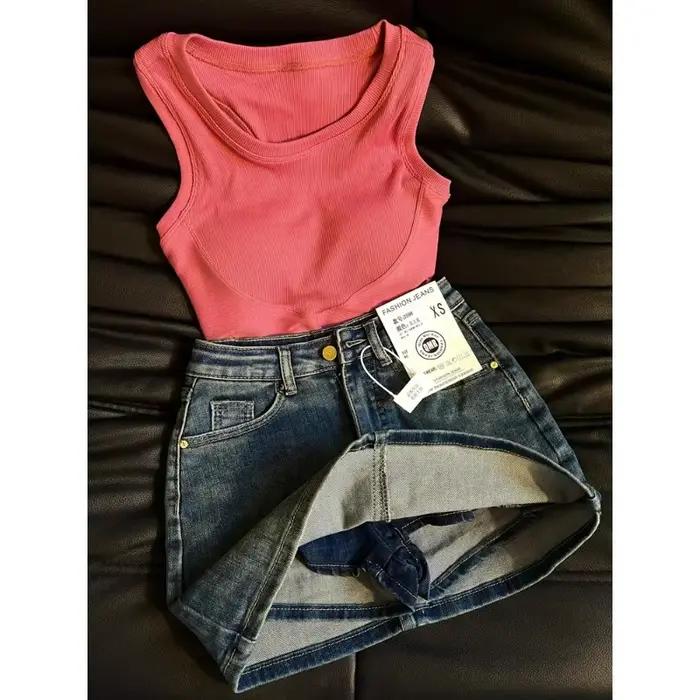 2025 Femmes Bleu A-ligne Jupe En Jean Y2k