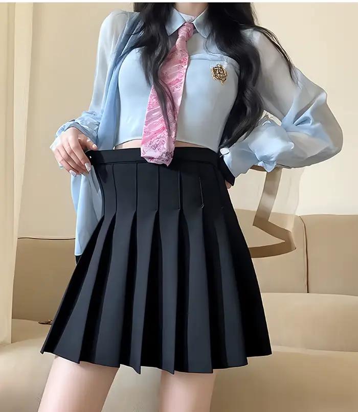 Jupe plissée ceinture élastique Style Preppy
