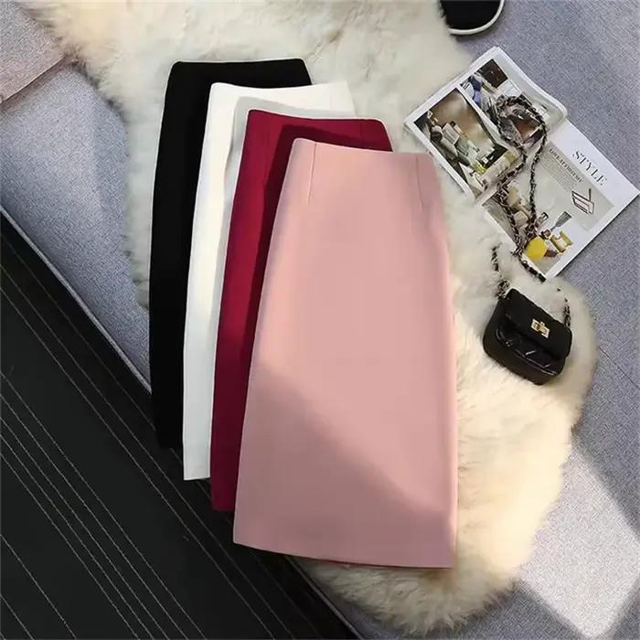 Jupes crayon de bureau pour femmes avec fermeture éclair