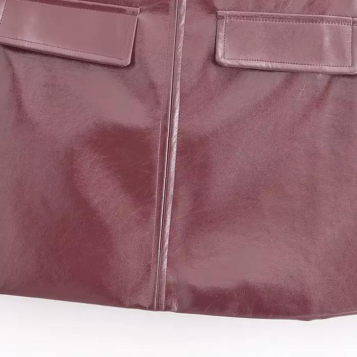 Jupe mini moulante unie en similicuir PU pour femme