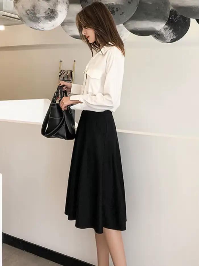 Jupes féminines à genoux longueur taille élastique jupe femme à volants mode coréenne pas cher vêtements chics et élégants tendance 2025 luxe