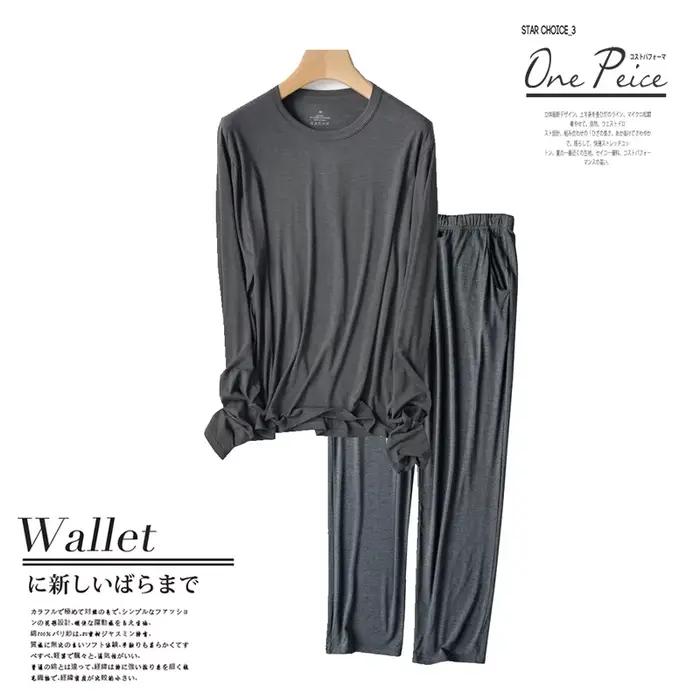 Ensemble de pyjama à manches longues pour hommes, vêtements de nuit confortables, vêtements de maison modaux, vêtements de nuit pour hommes, nouveau, 3XL