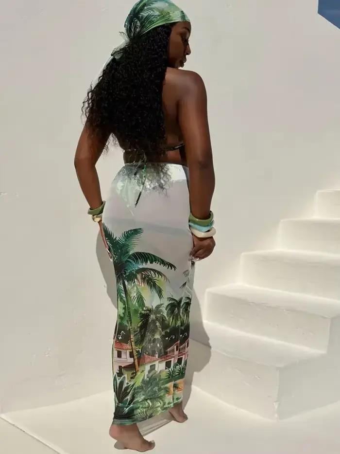 Ensemble jupe tropicale assortie pour femmes