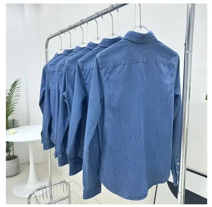 Chemise en jean pour femme, chemisier brodé classique style Old Money