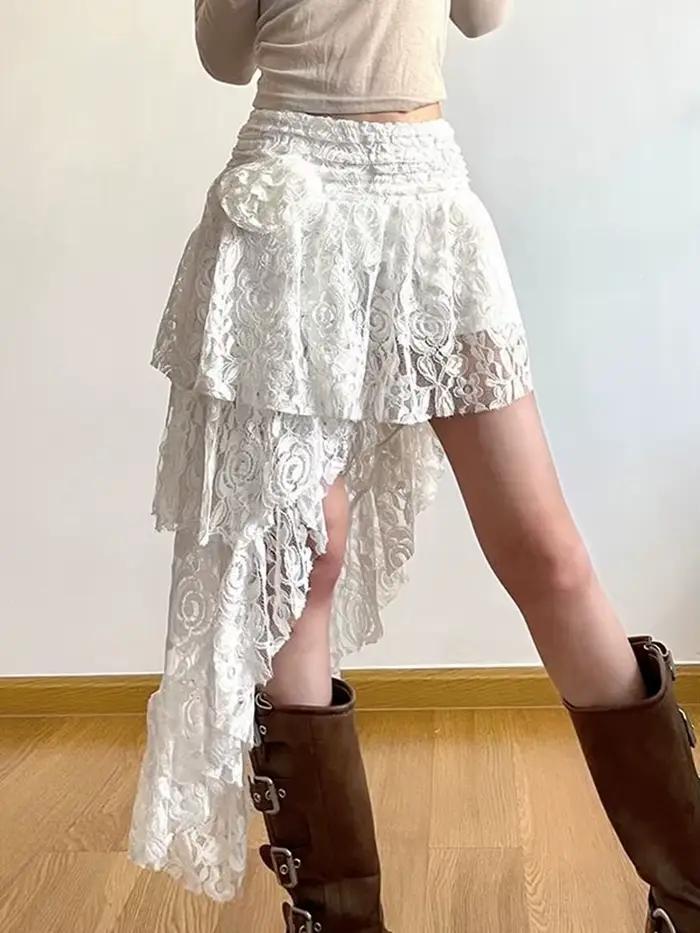 Zoki-Jupe en dentelle douce bohème pour femme
