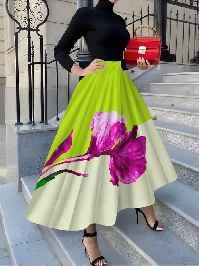 Jupe midi à imprimé floral pour femme