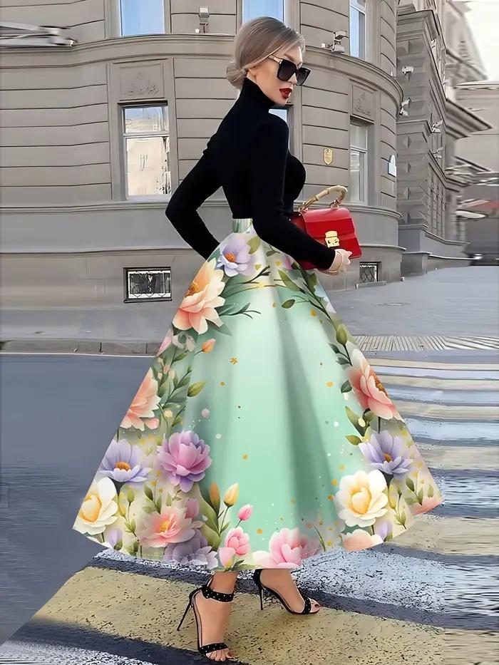 Jupe midi à imprimé floral pour femme