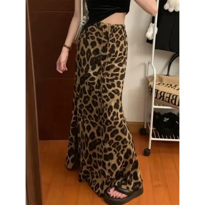 Jupe longue imprimée léopard tendance pour femme