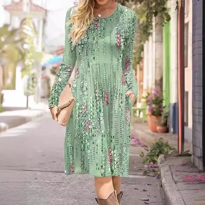 Robe mi-longue à manches longues pour femmes