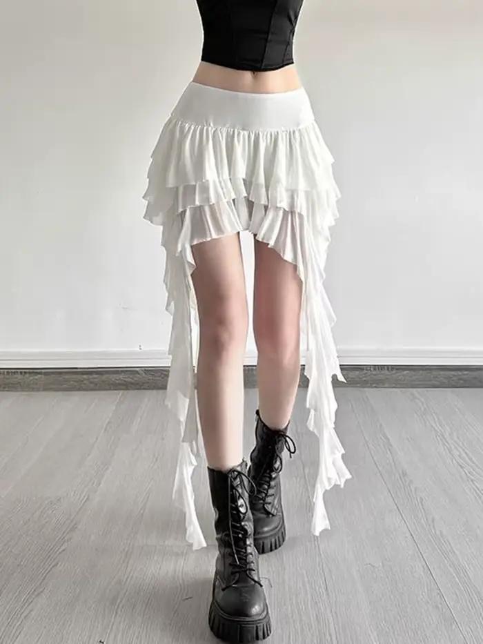 Jupe Y2K sexy à volants pour femme