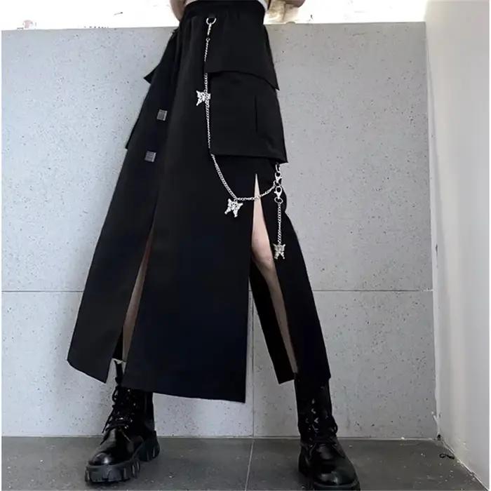 Jupe longue noire de Style coréen pour femmes