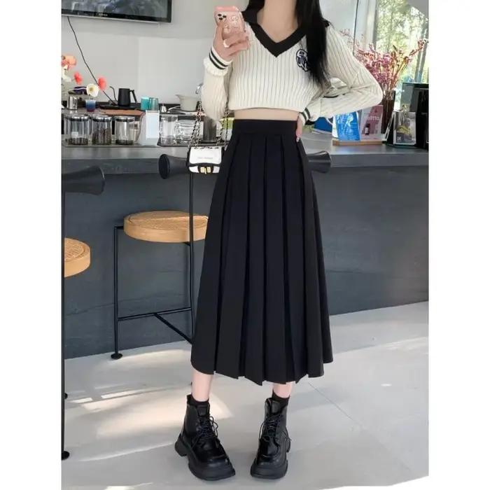 Jupes modestes pour femmes Style coréen jupe longue noire
