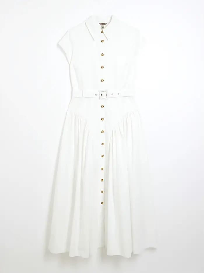 Robe longue à col français pour femme