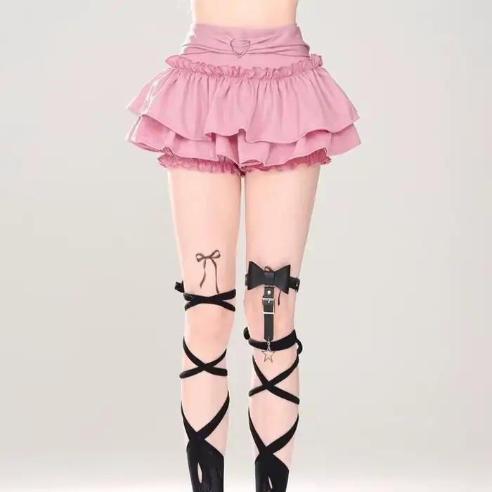 Mini jupe trapèze rose pour femmes