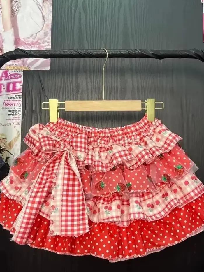 Nouvelle jupe mignonne à motif fraise pour femme