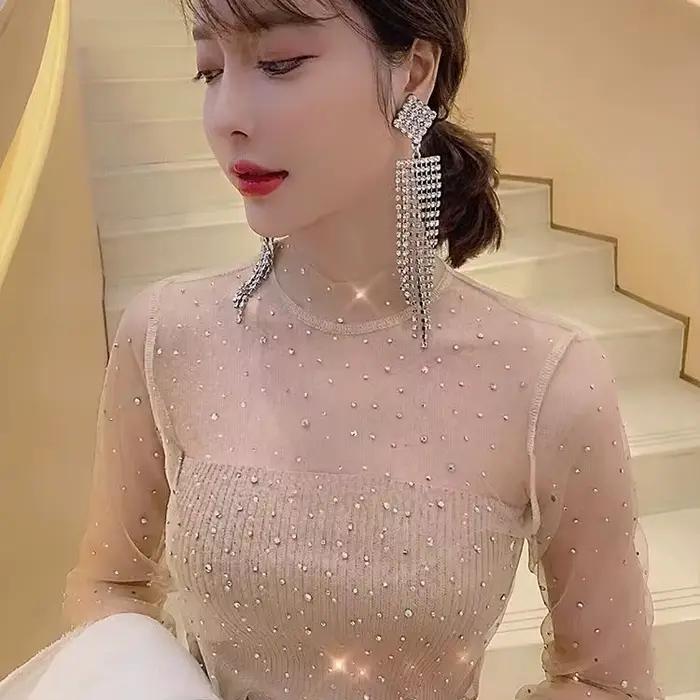 Haut en maille de dentelle transparente
