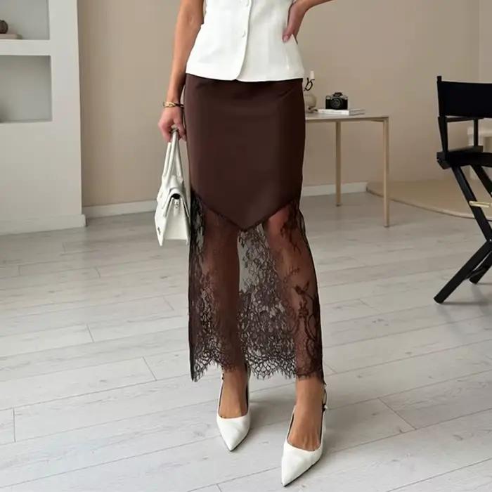 Jupes longues patchwork en dentelle pour femmes