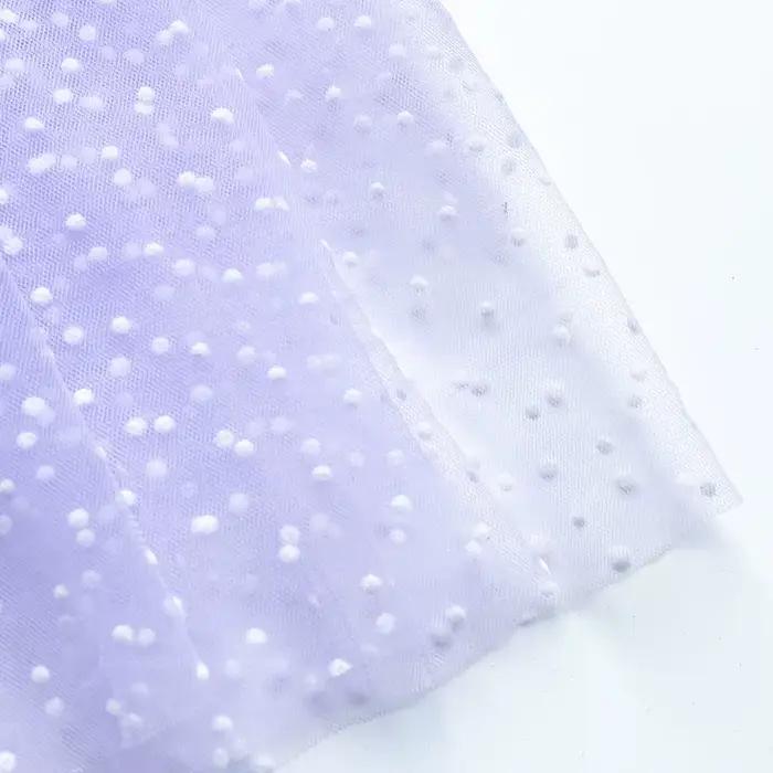 Tissu Tulle floqué à pois