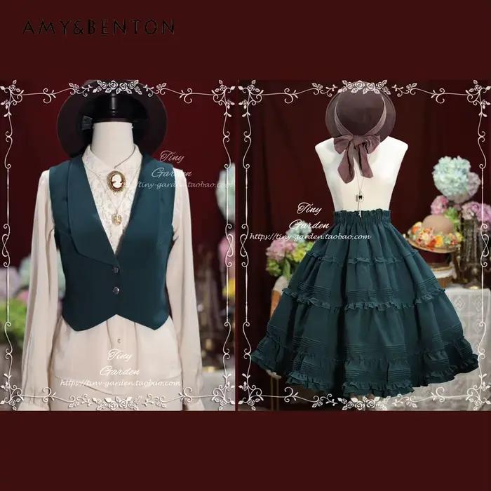 Ensemble jupe Lolita rétro britannique élégant