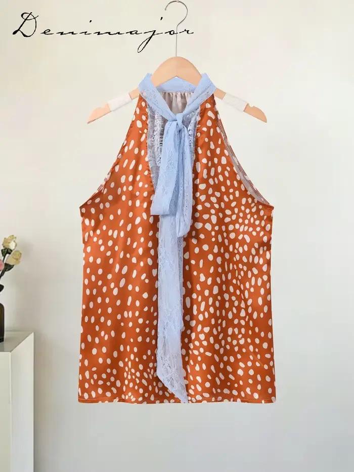 Ensemble jupe et haut imprimé élégant avec ruban réversible et insert en dentelle
