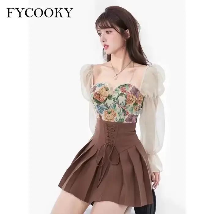 Ensemble de robe à manches bouffantes en dentelle douce pour femmes