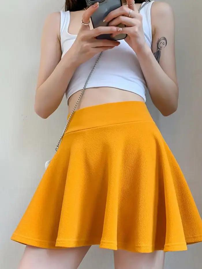 Jupe plissée mini pour femmes, style coréen, décontracté, élastique, polyester, coton, tour de taille empire, jupe de tennis, été printemps