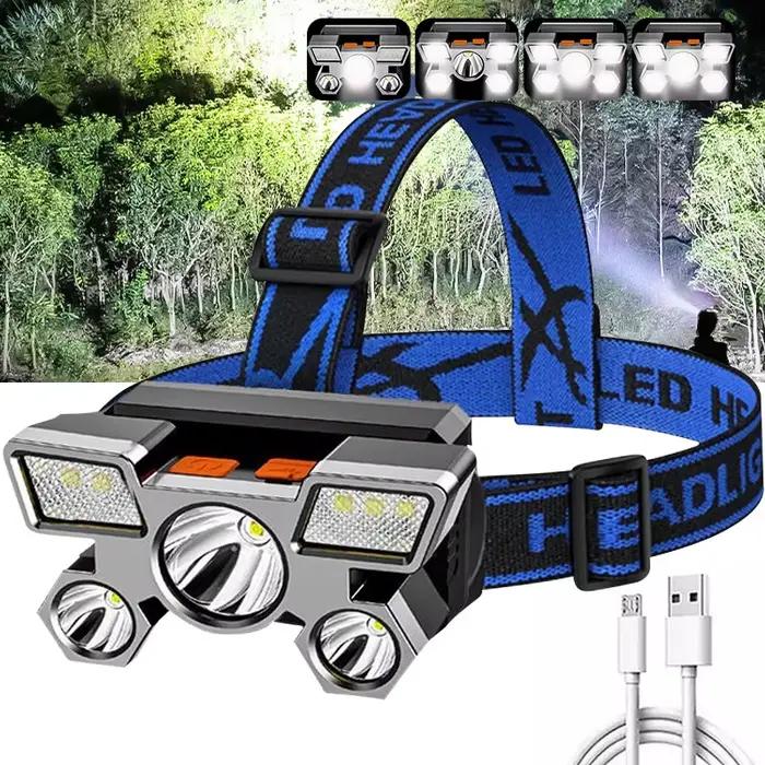 Lampe de Sauna Portable Rechargeable par USB, Torche à 5LED avec Batterie spatirée, Idéal pour le Travail, la Pêche ou le Camping