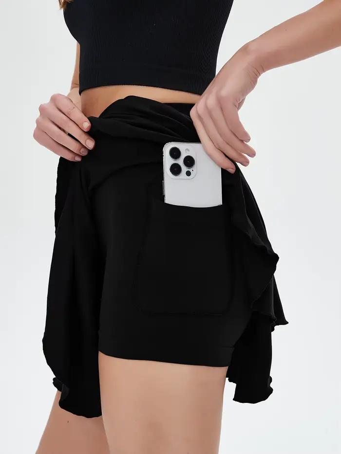 Jupe courte de sport taille haute CZGUKE pour femme avec ceinture et poche de sécurité