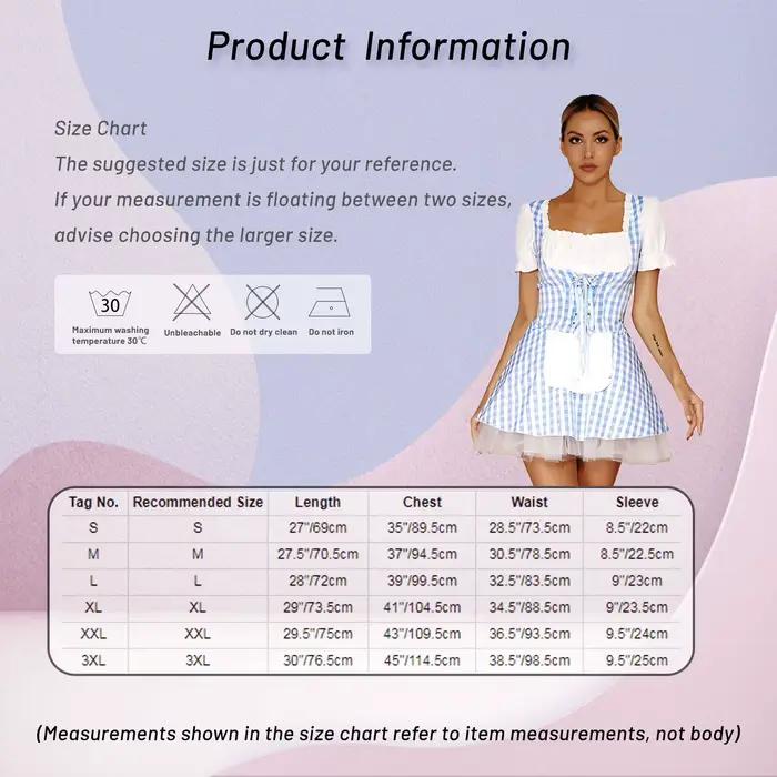 Robe vichy bleue pour femmes, imprimé écossais, manches courtes, en Tulle, conte de fées, Halloween, Costume de Cosplay, robes de fête de carnaval