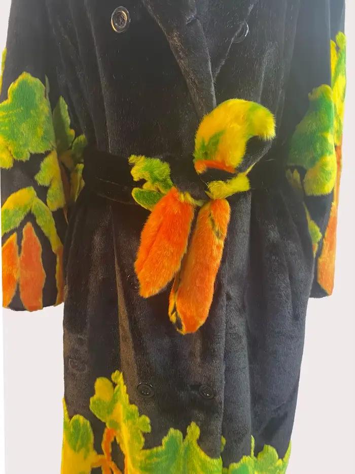 Lautaro automne hiver Long chaud épais doux Chic coloré moelleux fausse fourrure de vison manteau femmes ceintures de luxe lâche fourrure pardessus 2024