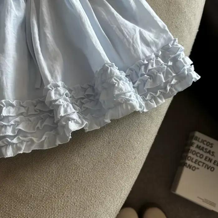 Jupe Femme Été 2026 Taille Haute Décontractée à Bord Volanté Effet Fluffy Coupe Trapèze